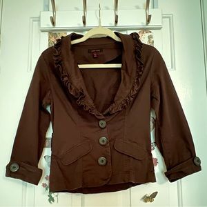 Brown Grunge Fairycore Whimsigoth Alice Cullen Ruffle Blazer/Jacket